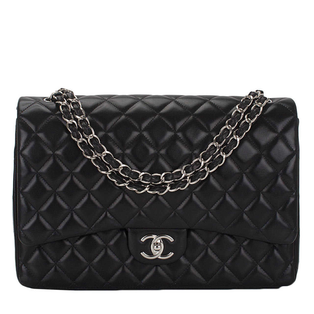 Chanel Black Quilted Lambskin Maxi Classic Double Flap Bag