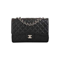 Chanel Rare Black Quilted Caviar Jumbo 2.55 Flap Bag