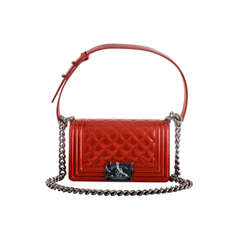 Chanel Metallic Red Patent Small Boy Bag
