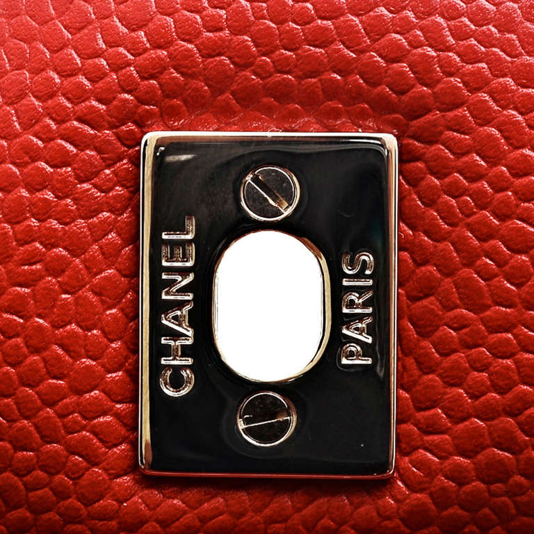 Chanel Lipstick Red Quilted Caviar Jumbo Classic 2.55 Double Flap Bag 4