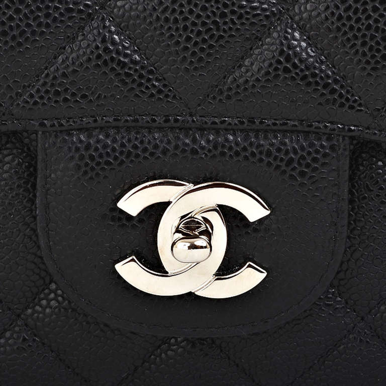Chanel Rare Black Quilted Caviar Jumbo 2.55 Flap Bag 2