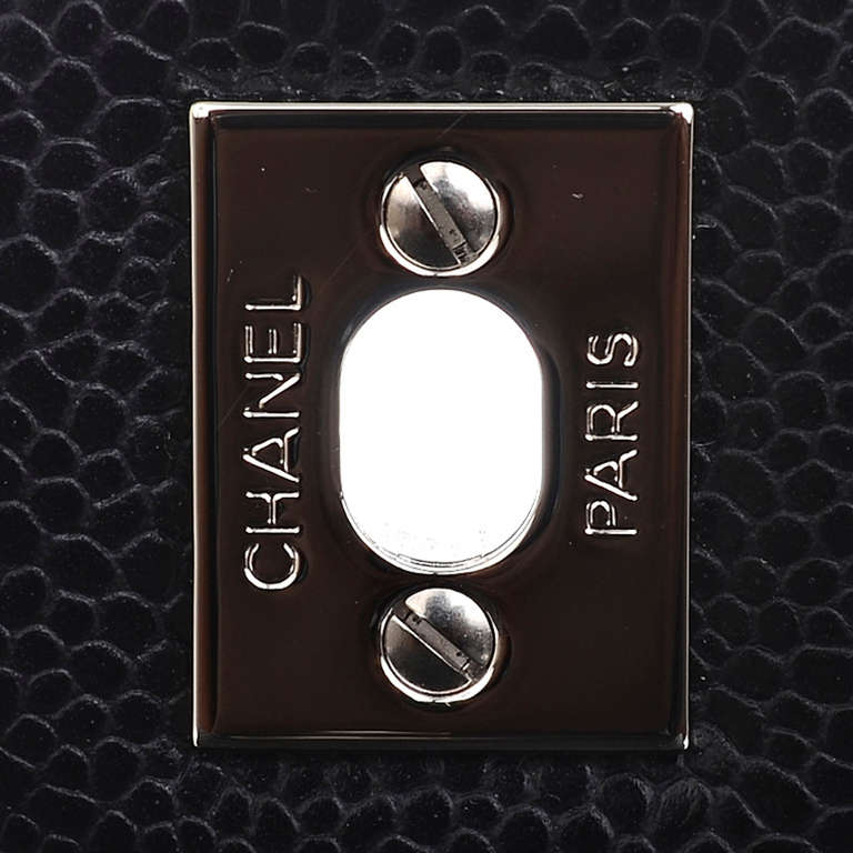 Chanel Rare Black Quilted Caviar Jumbo 2.55 Flap Bag 4