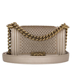 Chanel Light Gold Lambskin Scales Mini Boy Flap Bag