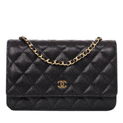 Chanel Black Classic Quilted Caviar Wallet On Chain (WOC)