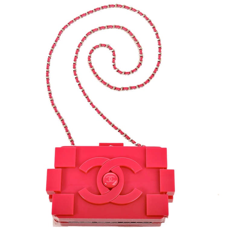 Chanel Fuchsia Pink Lego Clutch Boy Bag