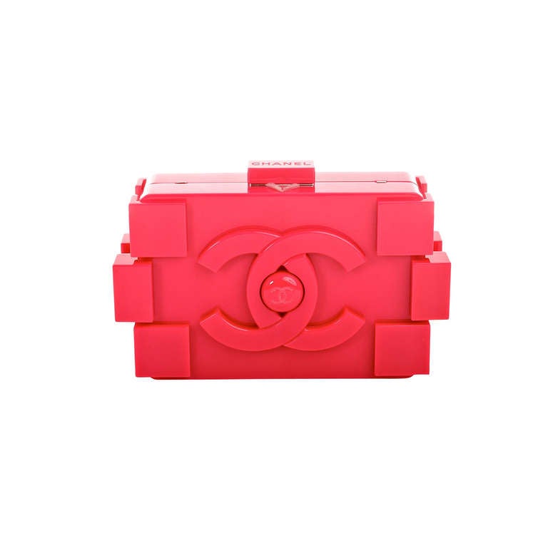Chanel Fuchsia Pink Lego Clutch Boy Bag at 1stDibs