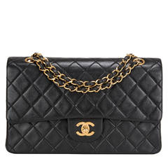 Chanel Vintage Black Quilted Lambskin Large Classic Double Flap Bag