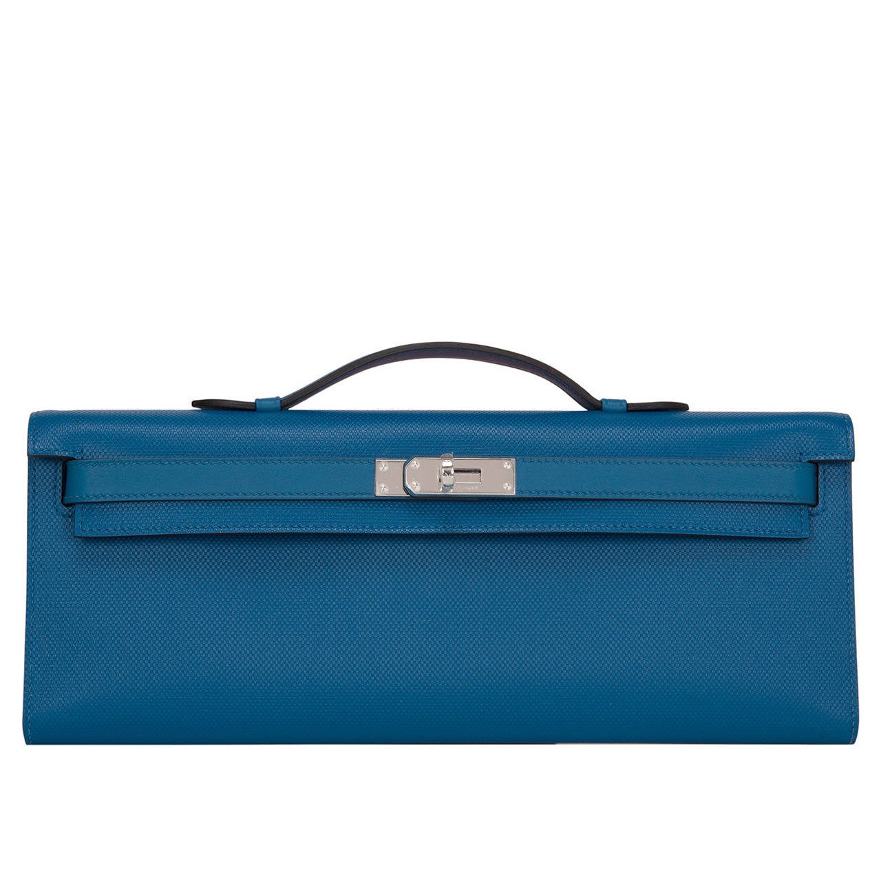 Hermes Bleu de Galice Veau Grain d'H Kelly Cut