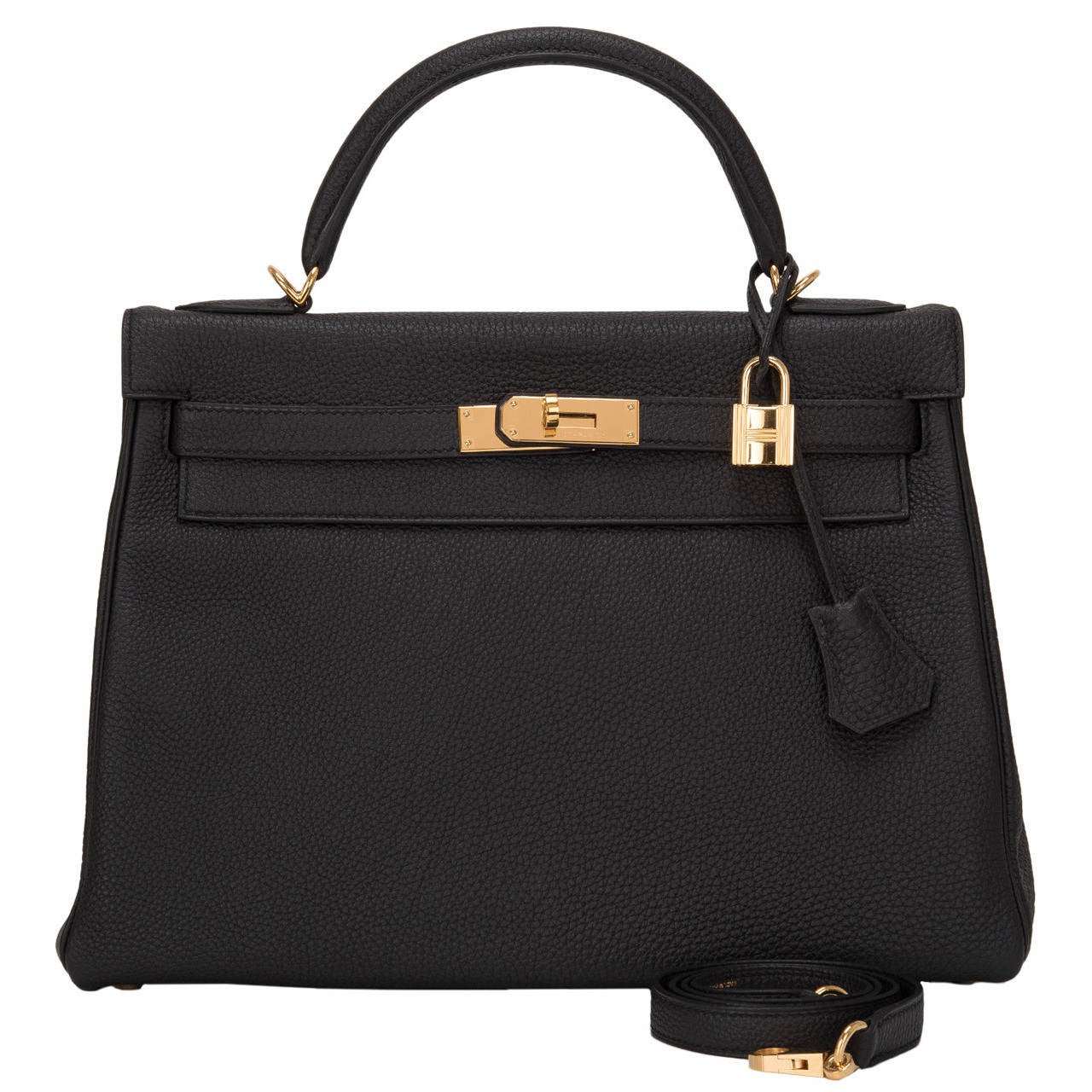 Hermes Black Togo Kelly 32cm Gold Hardware