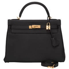 Hermes Black Togo Kelly 32cm Gold Hardware