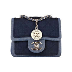 Chanel Quilted Denim Graphic Small Crossbody Flap Bag