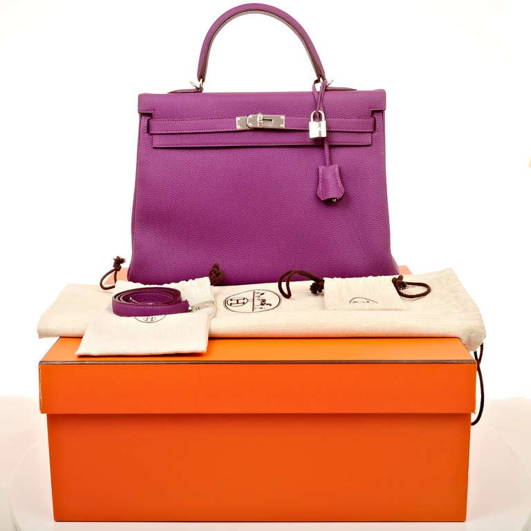 Hermes Anemone Togo Kelly 35cm Palladium Hardware 6