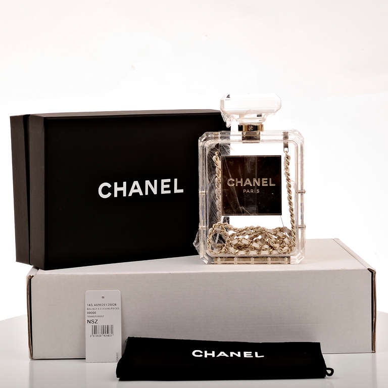 Chanel Clear Plexiglass Perfume Bottle Minaudiere Shoulder Bag in 2023