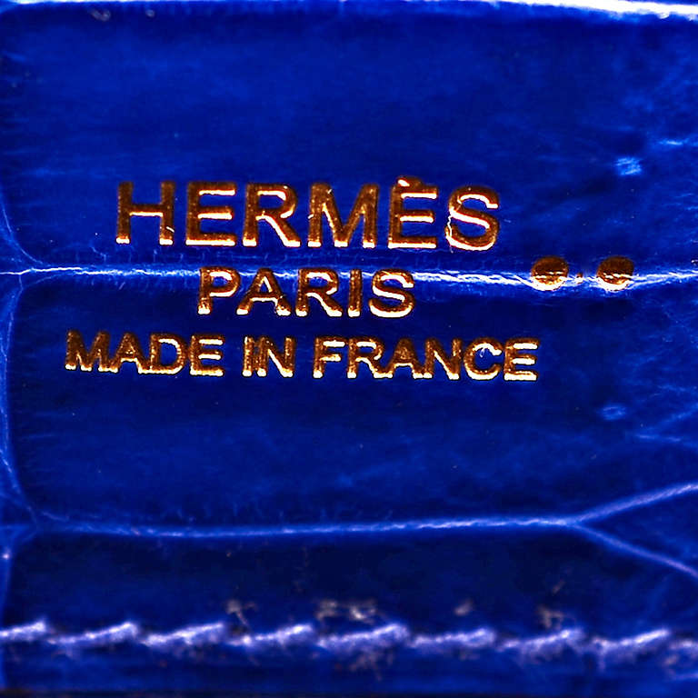 Hermes Bleu Electrique ( Blue Electric) Niloticus Crocodile Kelly Cut Permabrass 2