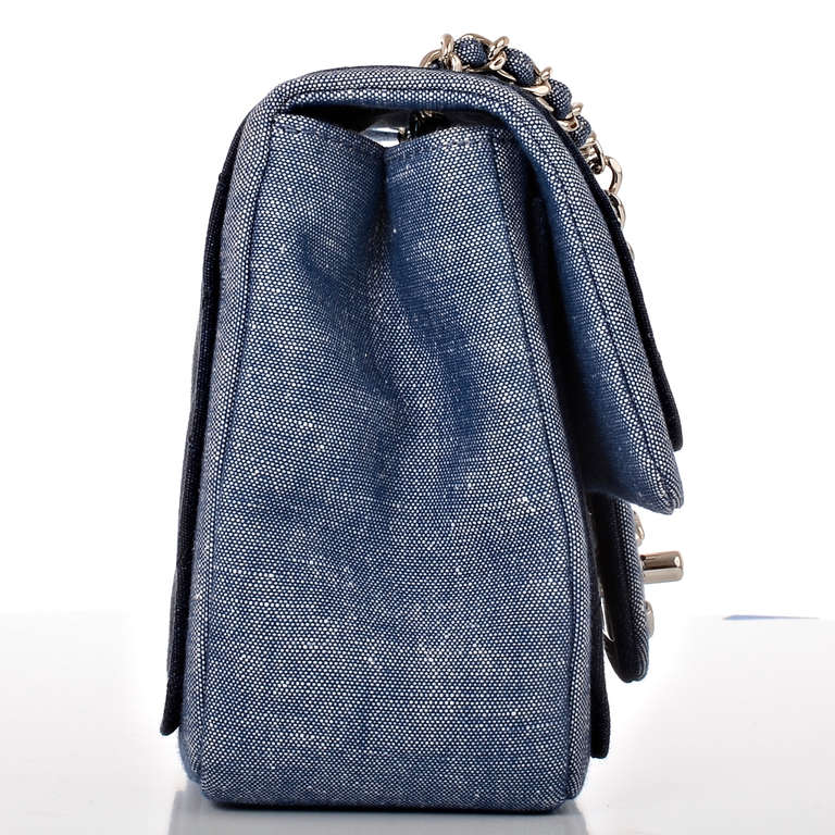 Chanel Quilted Denim Graphic Small Crossbody Flap Bag In New Condition In New York, NY