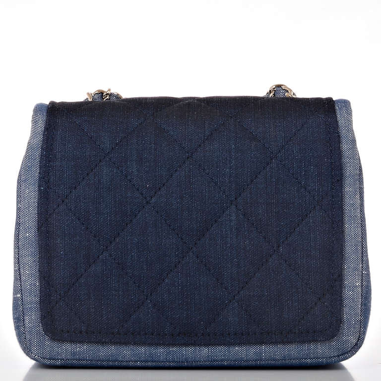 Women's Chanel Quilted Denim Graphic Small Crossbody Flap Bag