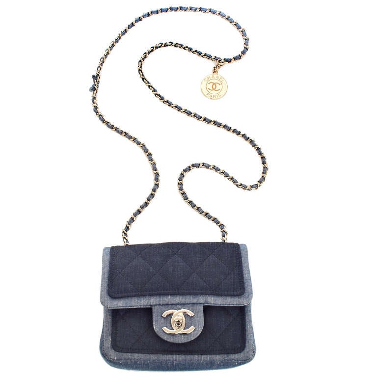 Chanel Quilted Denim Graphic Small Crossbody Flap Bag 3