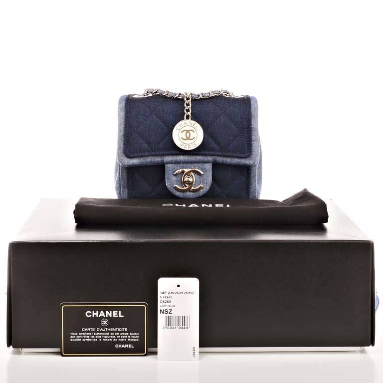 Chanel Quilted Denim Graphic Small Crossbody Flap Bag 6