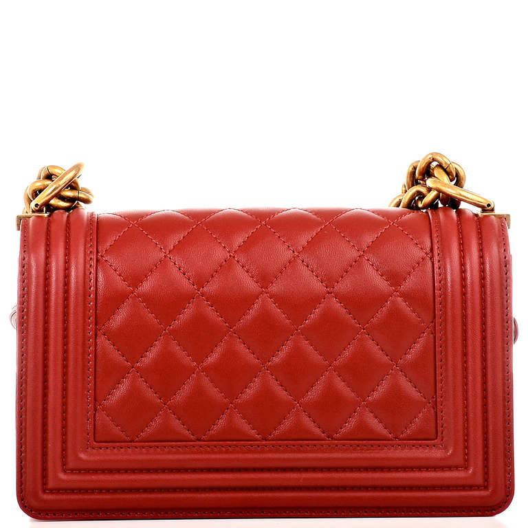 Chanel Red Lambskin Small Boy Bag 1