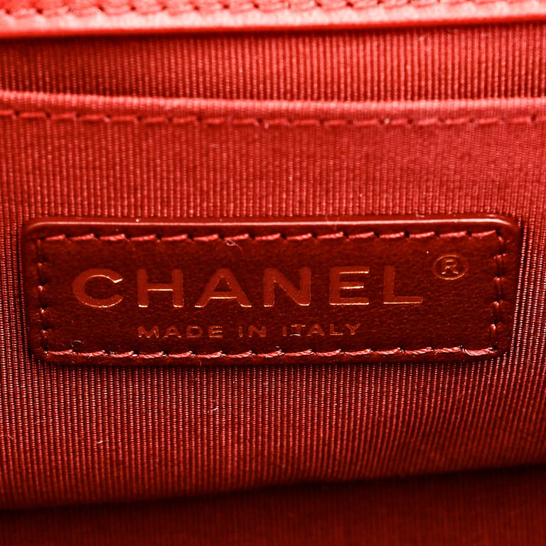 Chanel Red Lambskin Small Boy Bag 5