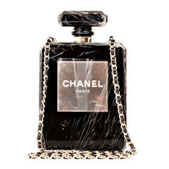 Chanel Black No5 Perfume Bottle Runway Evening Bag