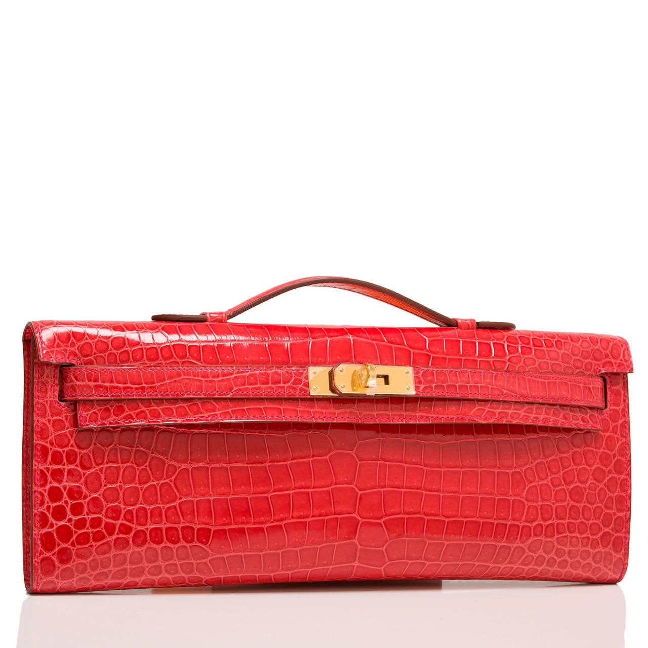 Hermes Bougainvillea Shiny Porosus Crocodile Kelly Cut