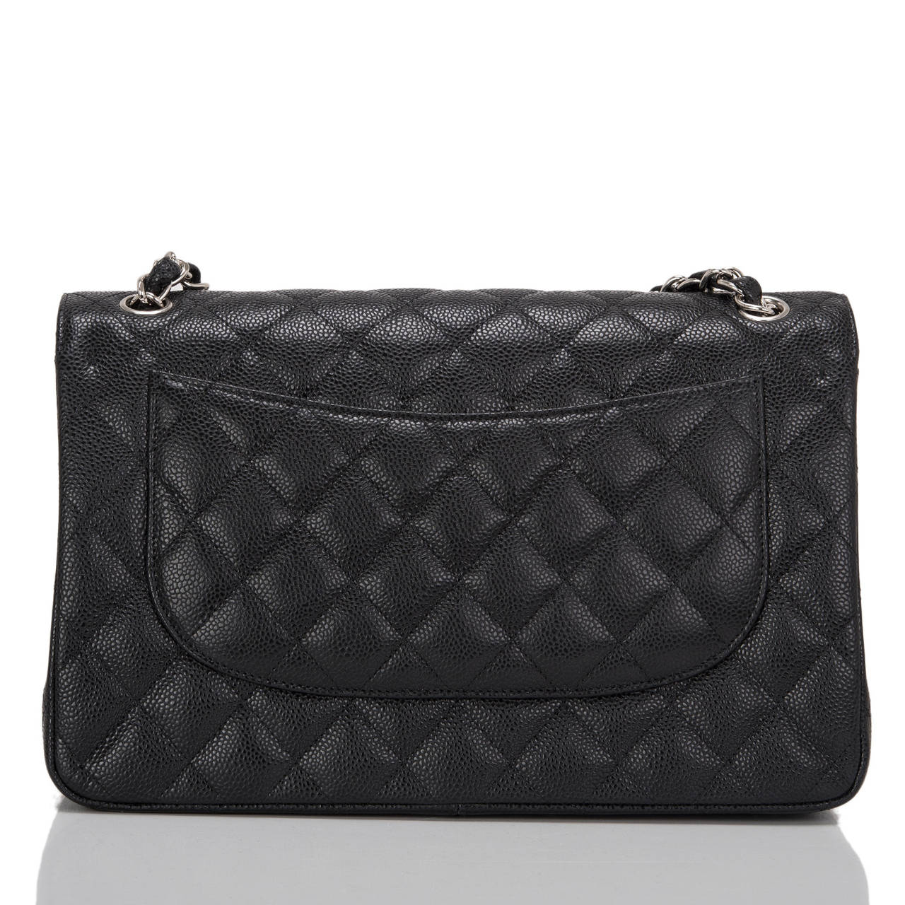Chanel Black Quilted Caviar Jumbo Classic Double Flap Bag In New Condition In New York, NY