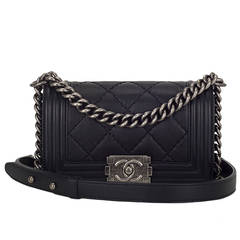 Chanel Black Quilted Calfskin Small Double Quilt Boy Bag
