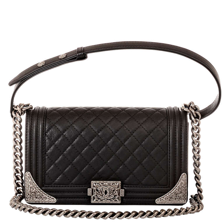 Chanel Black Calfskin Medium "Dallas" Boy Bag