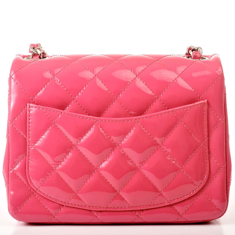 Women's Chanel Fuchsia Pink Quilted Patent Mini Classic 2.55 Shoulder/Crossbody Flap Bag