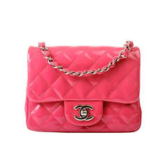 Chanel Fuchsia Pink Quilted Patent Mini Classic 2.55 Shoulder/Crossbody Flap Bag