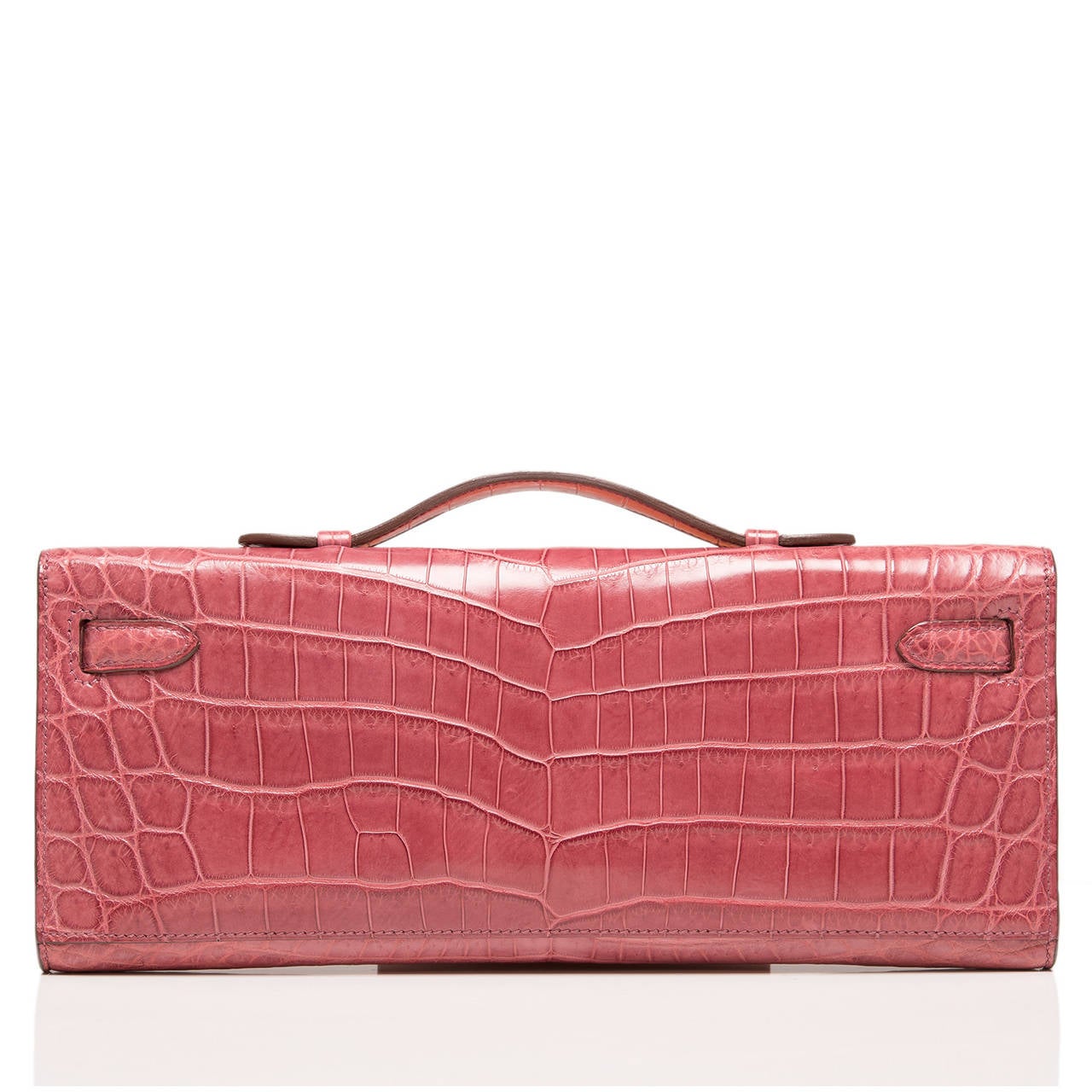 Hermes Bois de Rose Matte Niloticus Crocodile Kelly Cut In New Condition In New York, NY
