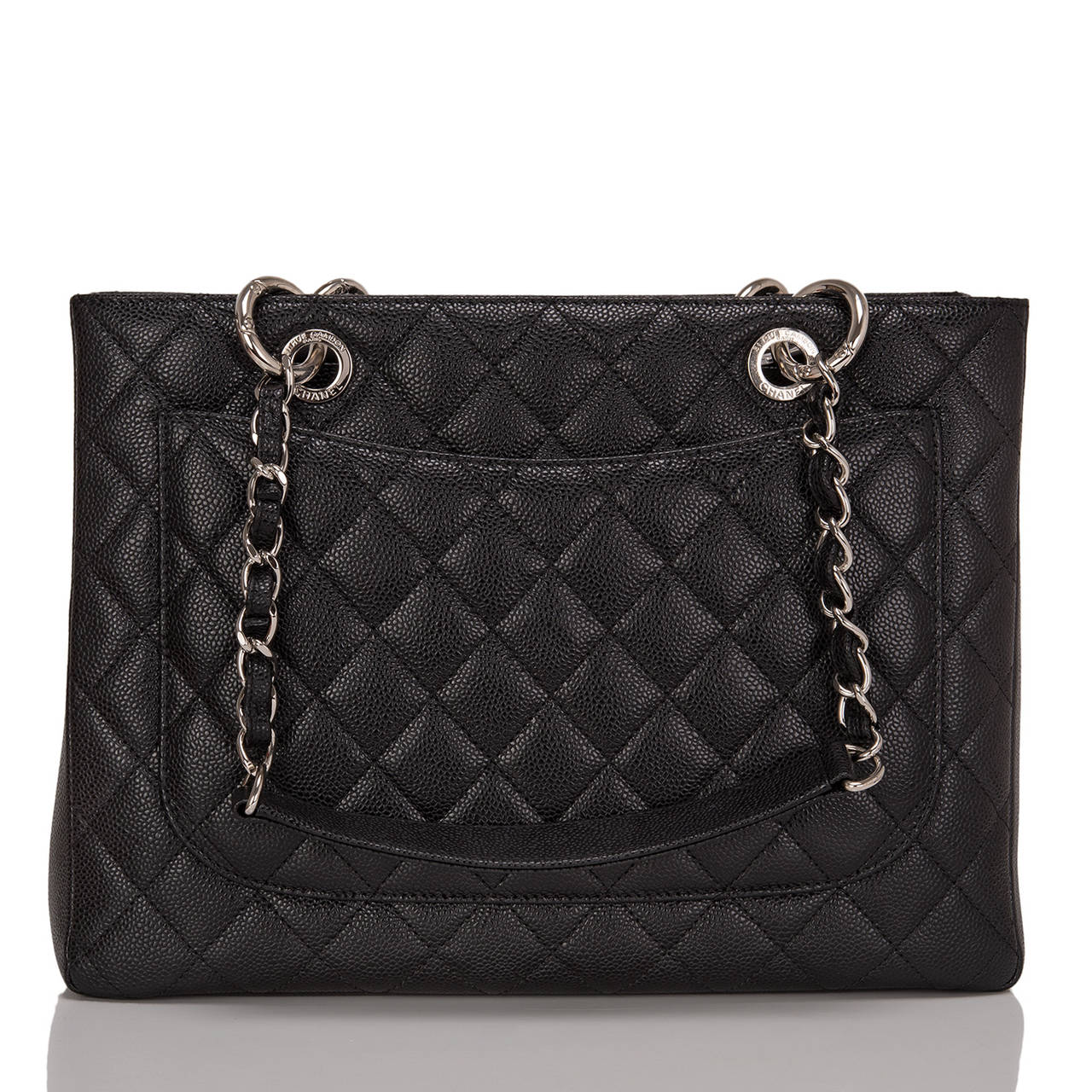 Chanel Black Quilted Caviar Grand Shopper Tote (GST) Bag In New Condition In New York, NY