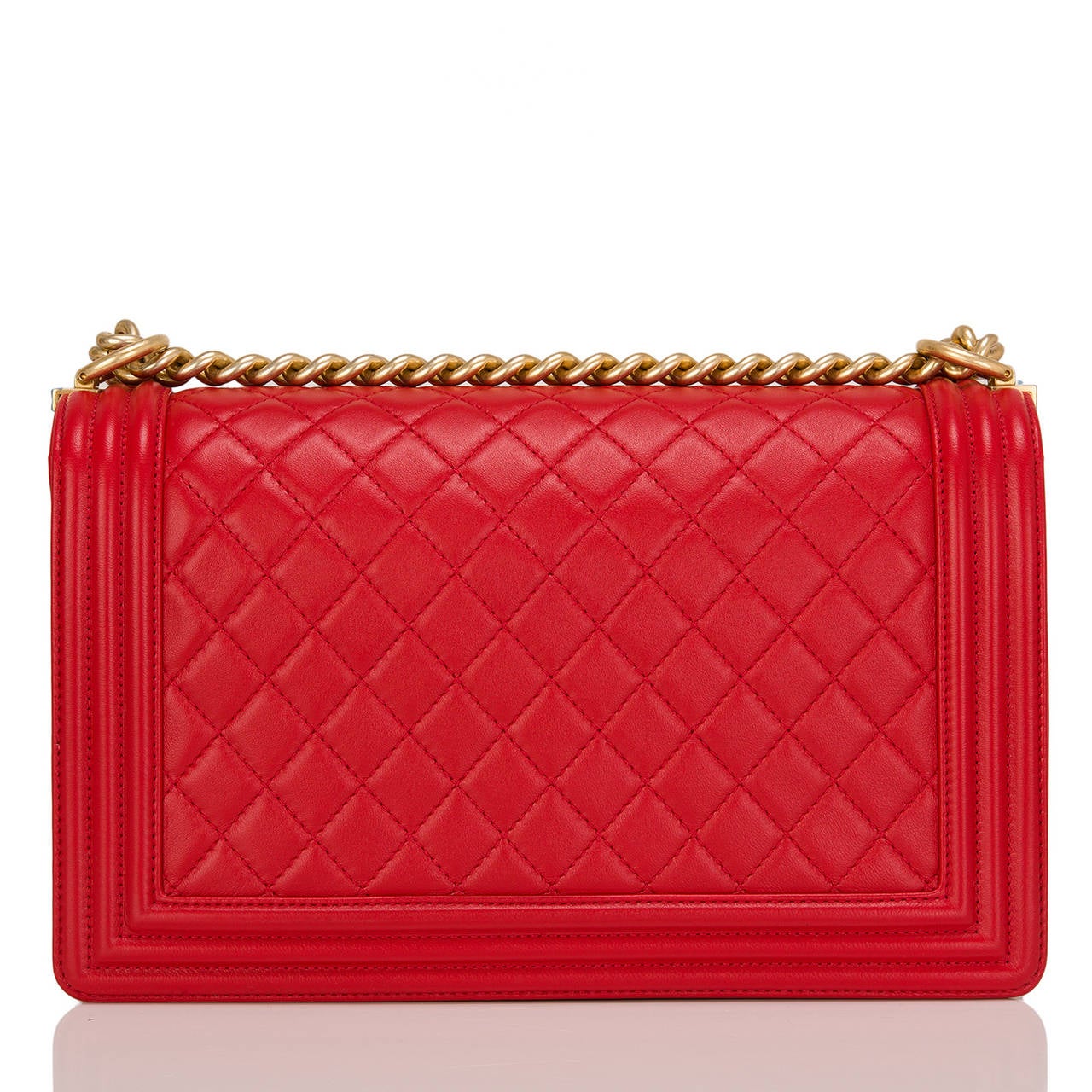 Chanel Red Quilted Lambskin New Medium Boy Bag In New Condition In New York, NY