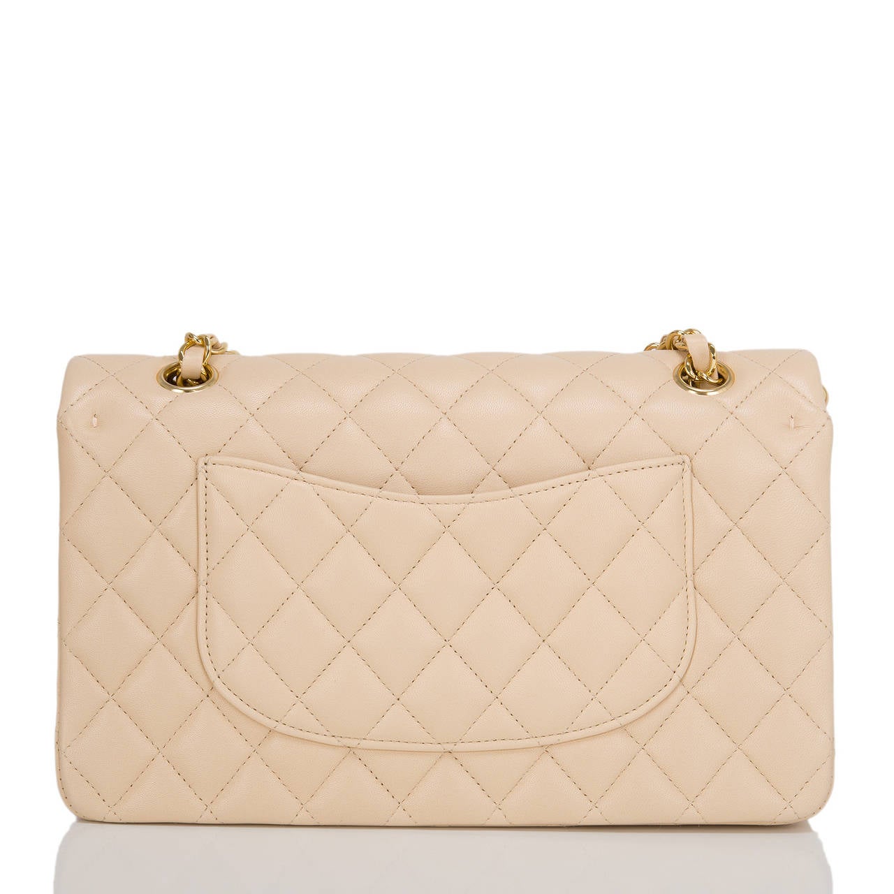 Chanel Light Beige Lambskin Large Classic Double Flap Bag In New Condition In New York, NY