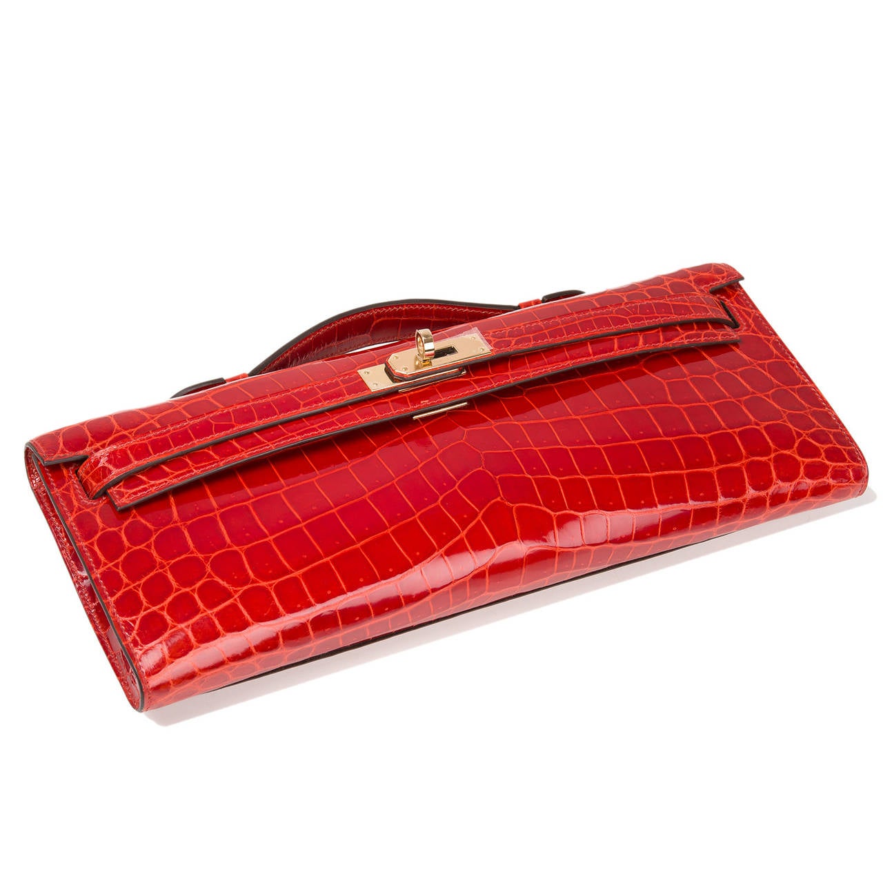 Women's Hermes Sanguine Shiny Porosus Crocodile Kelly Cut