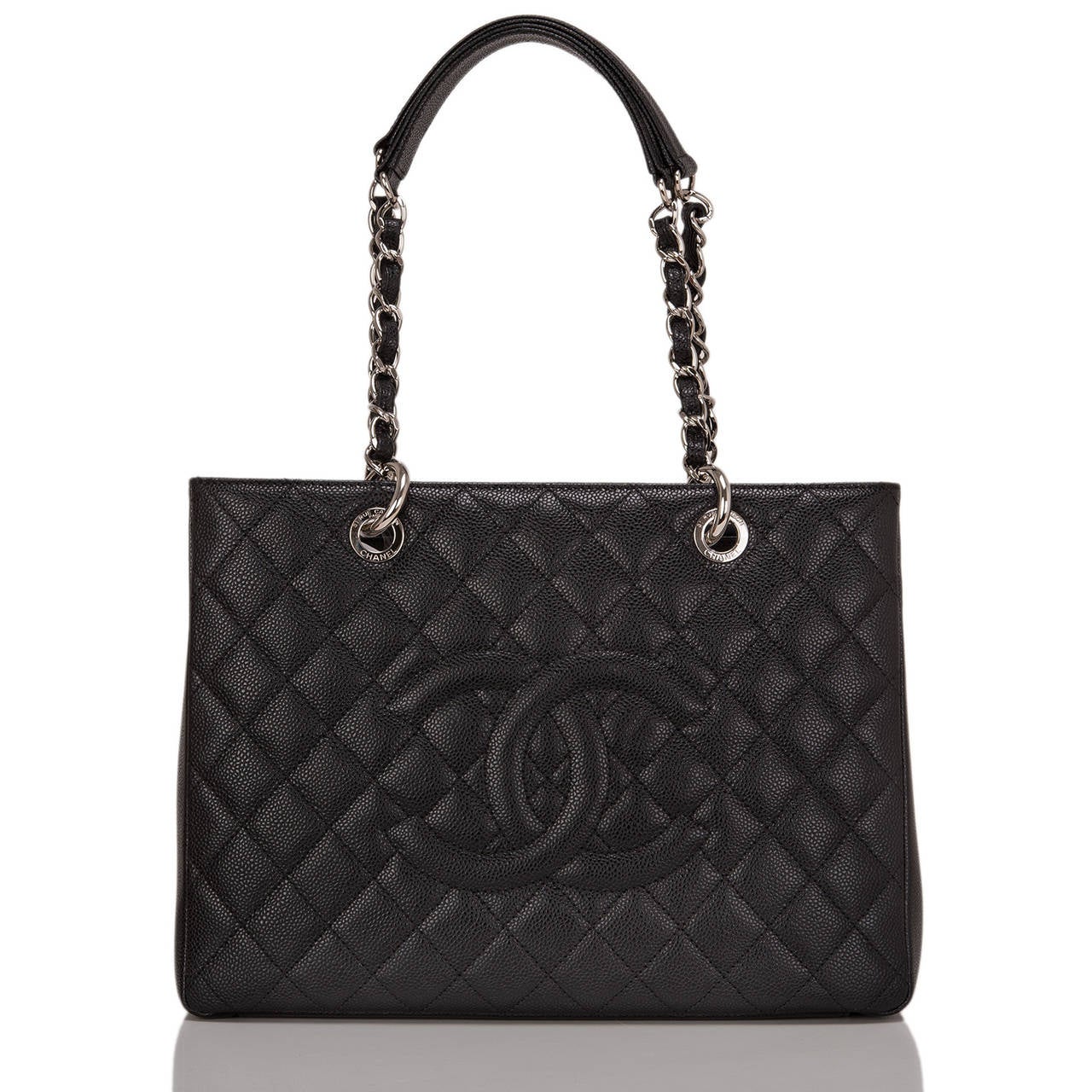 Chanel Black Quilted Caviar Grand Shopper Tote (GST) Bag 1