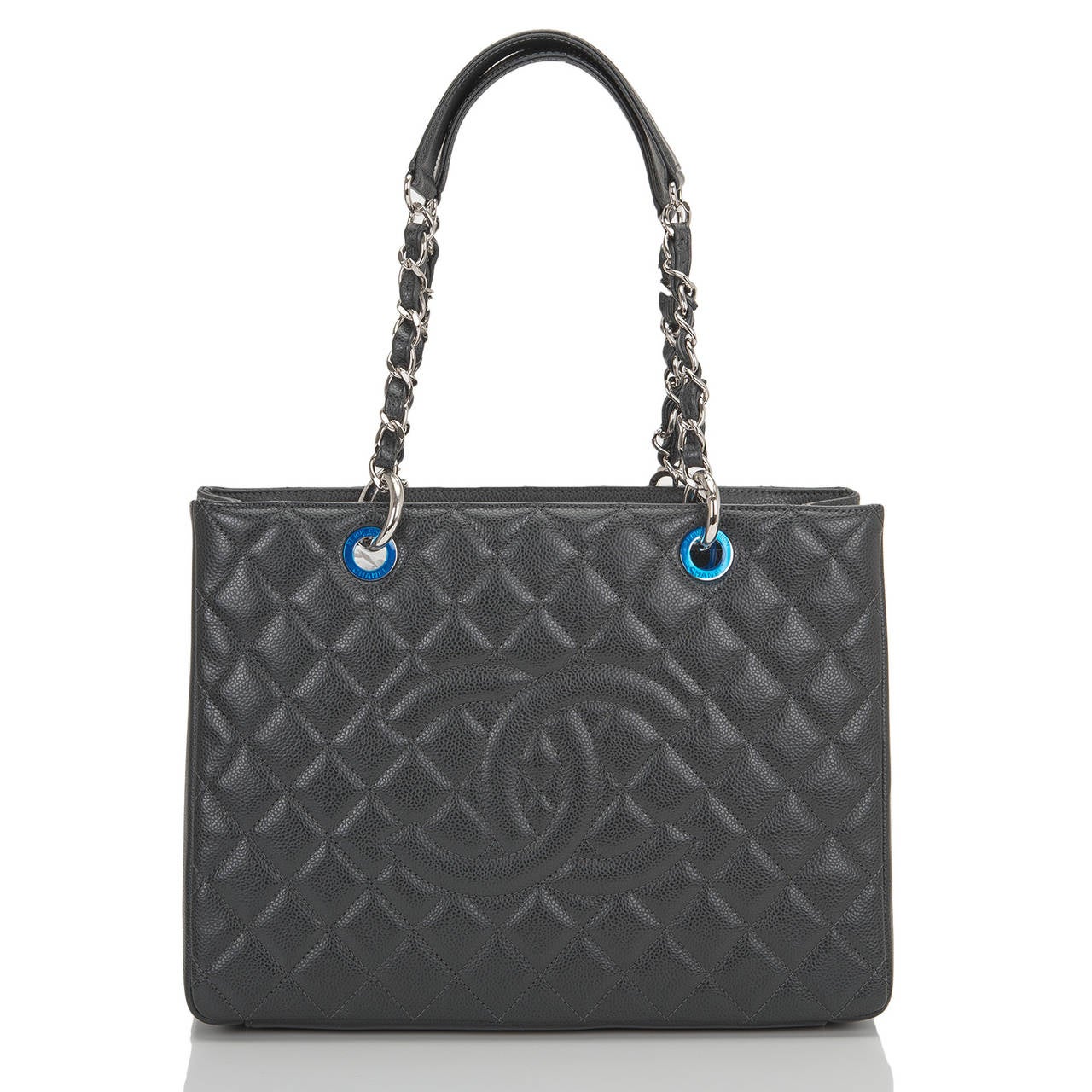 Women's Chanel Dark Grey Quilted Caviar Grand Shopper Tote (GST) Bag