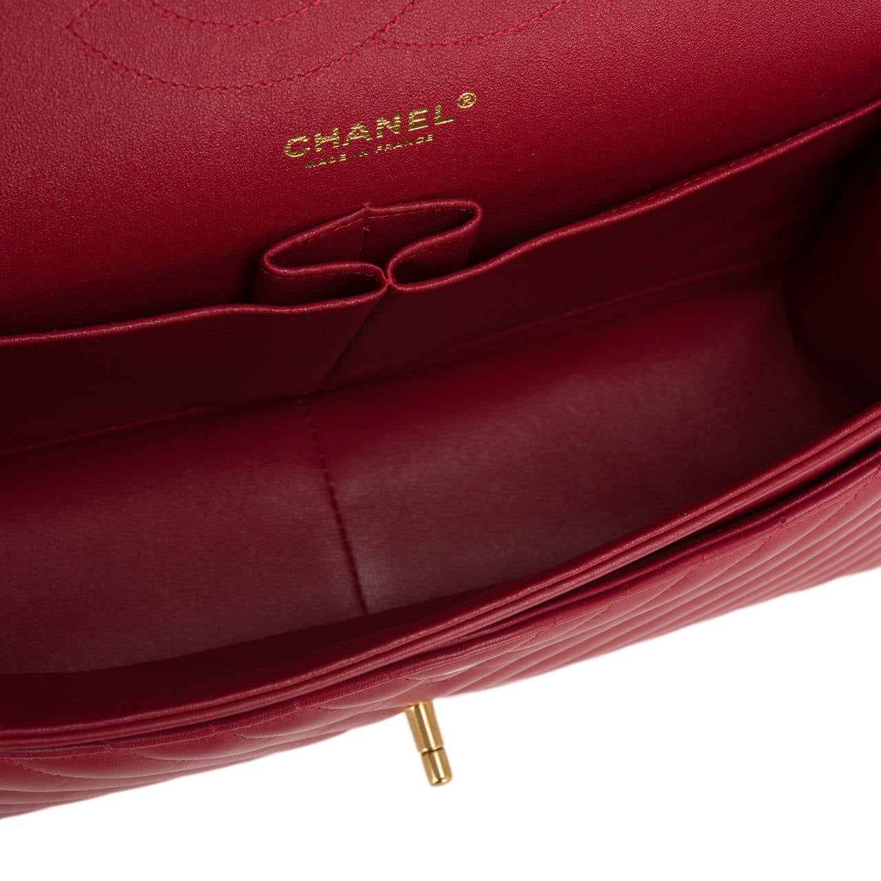 Chanel Dark Red Chevron Jumbo Classic Double Flap Bag 2
