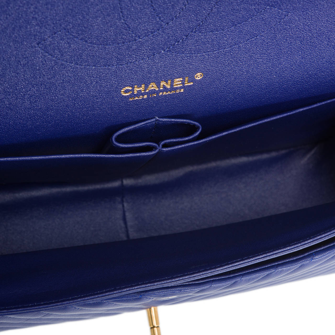 Women's Chanel Blue Chevron Jumbo Classic Double Flap Bag