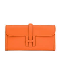 Hermes Orange H Epsom Jige Elan Clutch 29cm