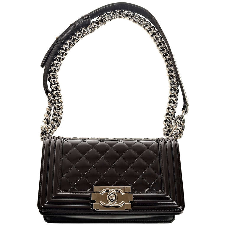 Chanel Black Patent Small Boy Bag 3