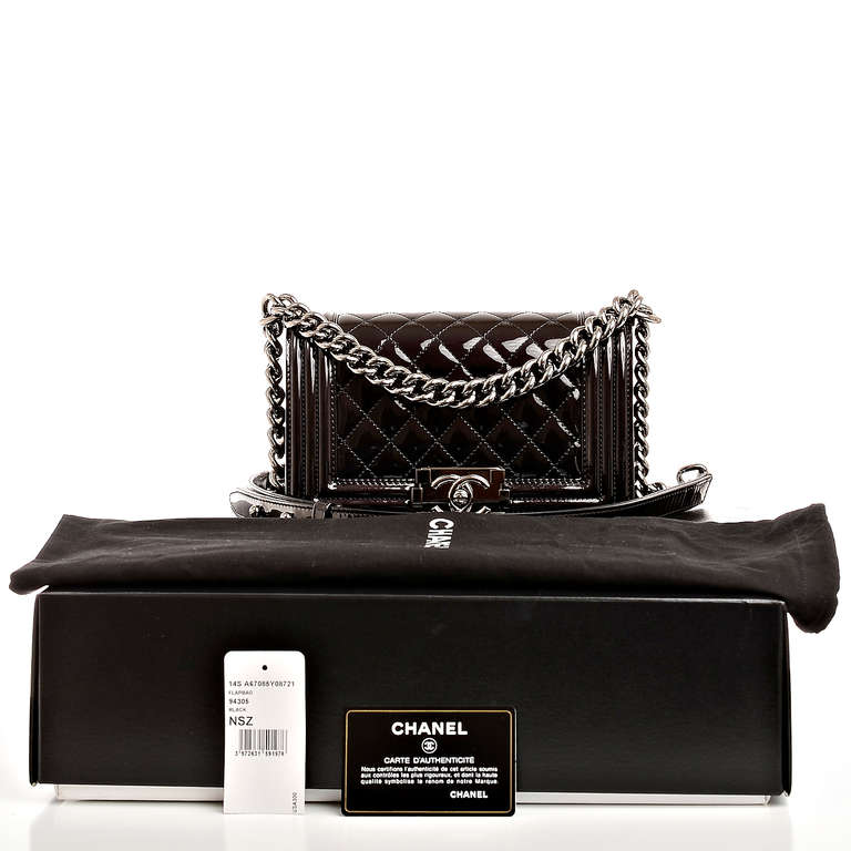 Chanel Black Patent Small Boy Bag 5