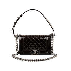 Chanel Black Patent Small Boy Bag