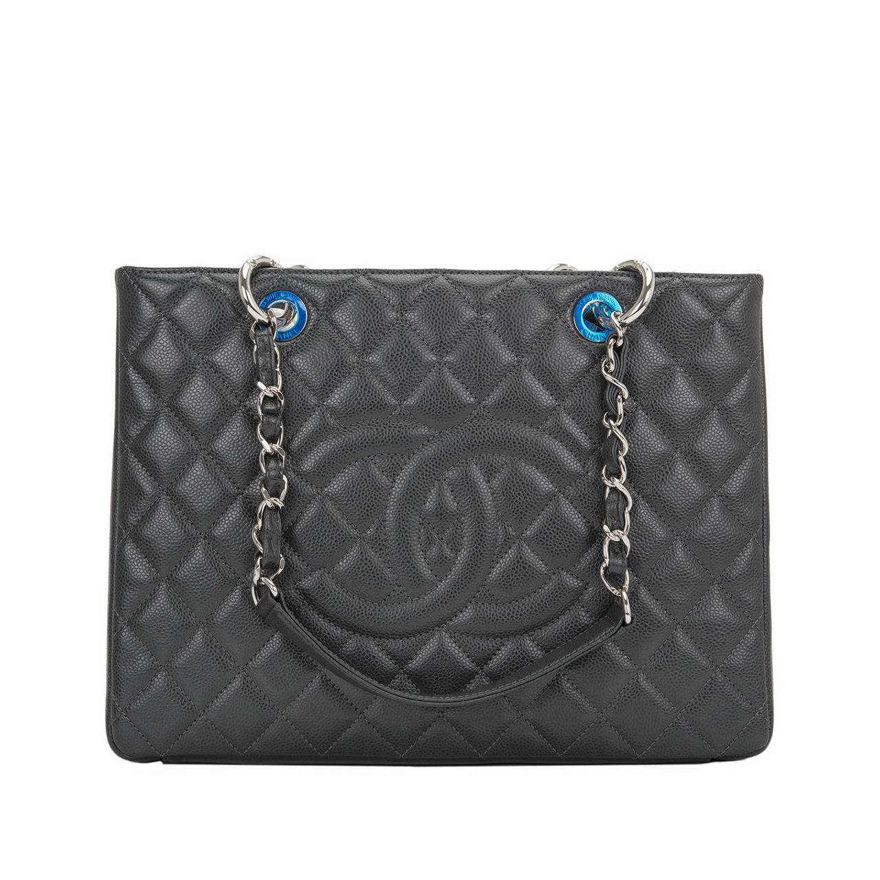 Chanel Dark Grey Quilted Caviar Grand Shopper Tote (GST) Bag