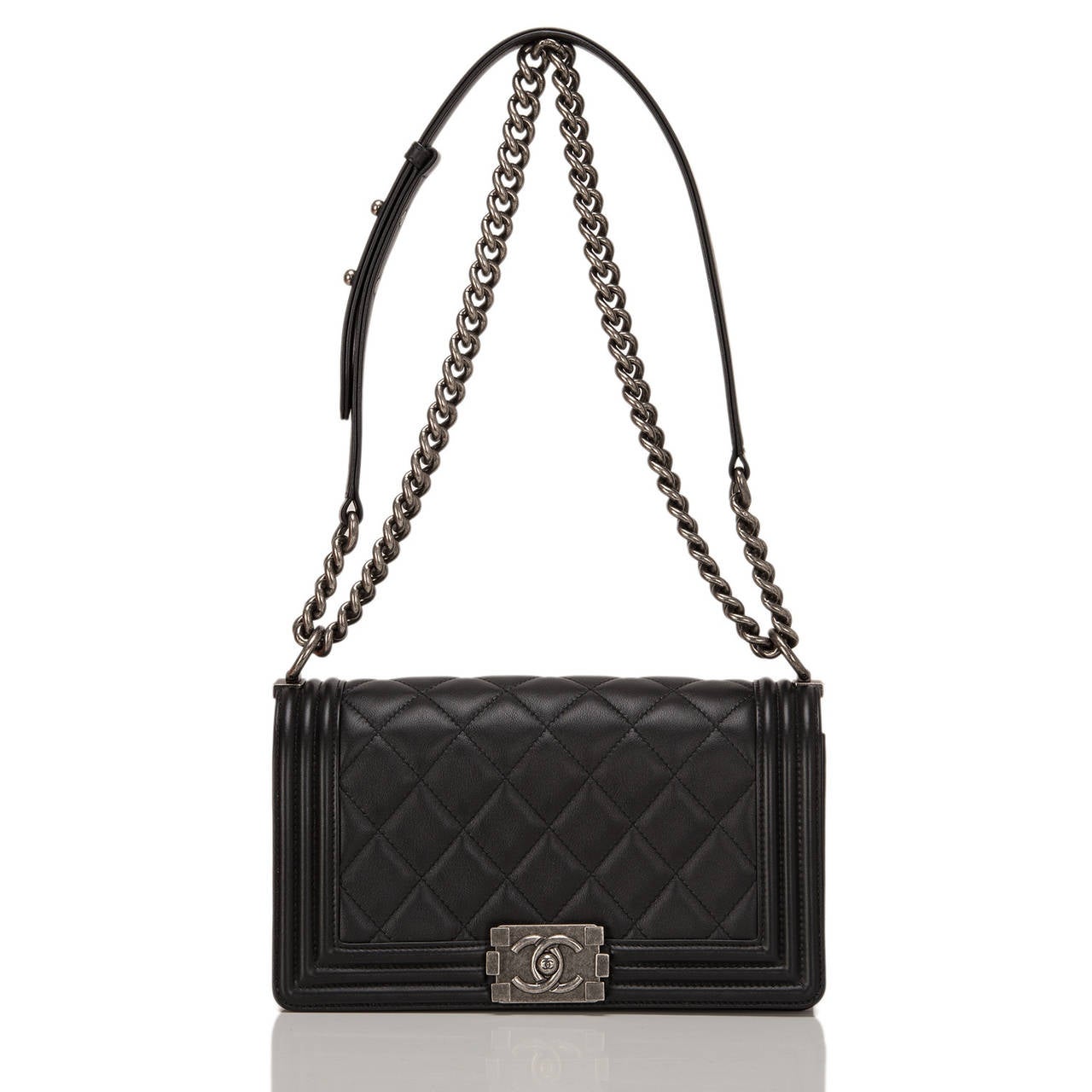 Chanel Black Quilted Calfskin Medium Boy Bag 1