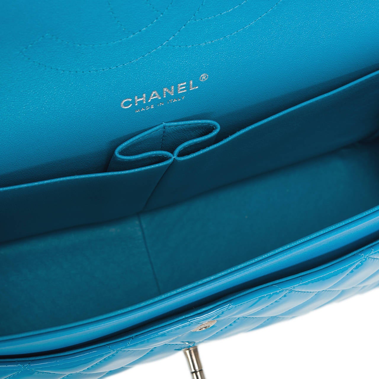 Chanel Turquoise Patent Jumbo Classic Double Flap Bag 1