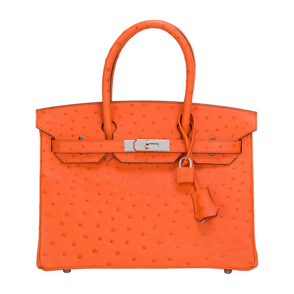Hermes Tangerine Ostrich Birkin 30cm