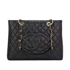 Chanel Black Quilted Caviar Grand Shopper Tote (GST) Bag