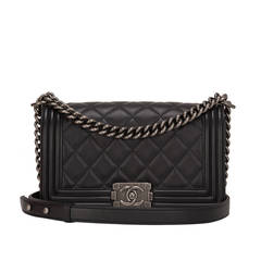 Chanel Black Quilted Calfskin Medium Boy Bag